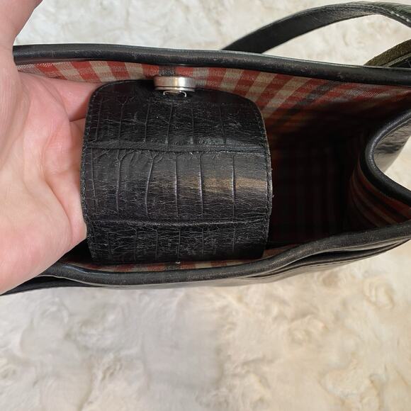 Brighton Black Crocodile Leather Handbag Medium Shoulder Bag Silver Hardware‎ - Picture 8 of 16